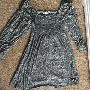 Teal Floral Smocked Peasant Sleeve Maternity Dress